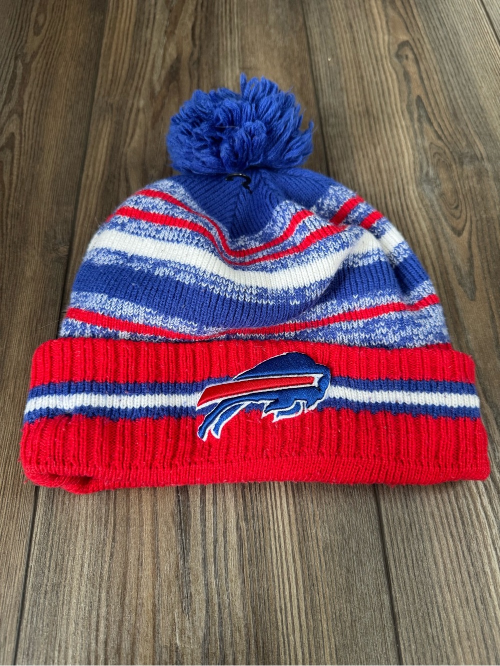 New Era NFL Buffalo Bills Pom Beanie Hat - Red White Blue